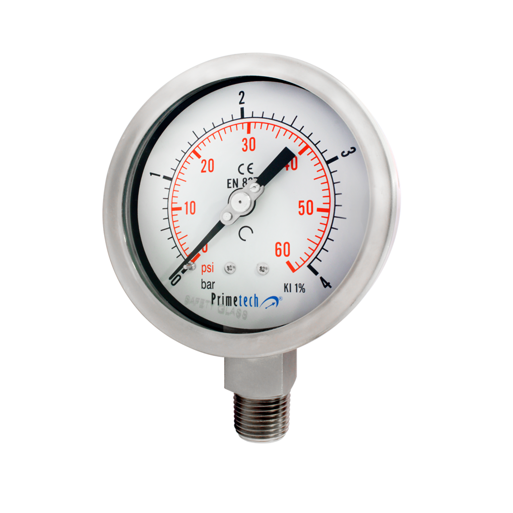 Manometro 100 mm 025 bar/350 Psi Inox Total Posterior