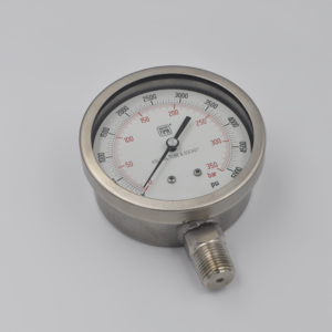 Manovacuometro Inox. total DN4″ -30+300 Psi inf. 1/2″ npt N.F.