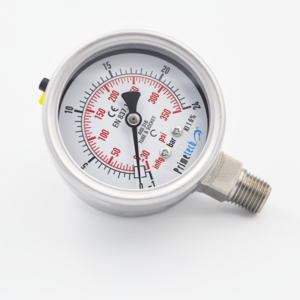 Manovacuometro 63 mm-1+24bar, -30″ Hg+340 psi Inox Total Inferior PRIMETECH