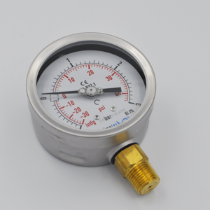 Manovacuometro 100mm-1+15 bar/-30″ Hg + 215 psi Inox bronce Inferior PRIMETECH