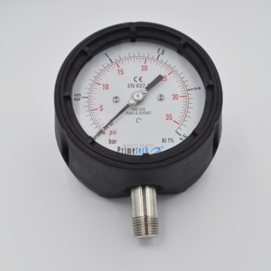 Manovacuómetro tipo Fenolico 115mm -1+15bar, -30″ Hg+215 psi Inox Total Inferior PRIMETECH