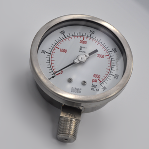 Manómetro Inox. Total, rango 0 – 280 bar / 0 – 4000 psi,